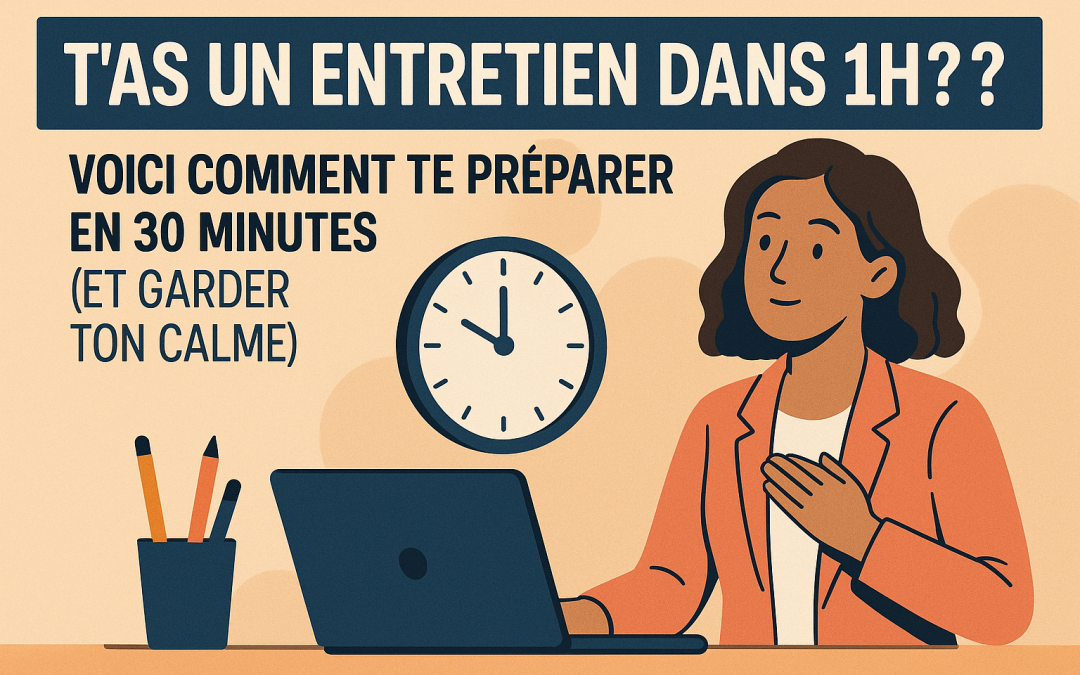 ⏱️ T’as un entretien dans 1h ? Voici comment te préparer en 30 minutes (et garder ton calme)